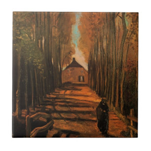 Azulejo De Cerâmica Alamedas de Chopos no Outono por Vincent van Gogh