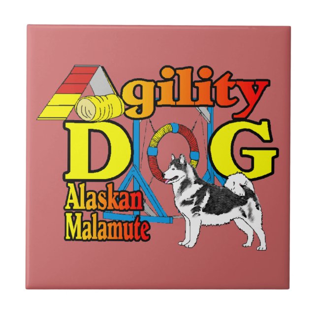Azulejo De Cerâmica Alaskan Malamute Agilidade (Frente)