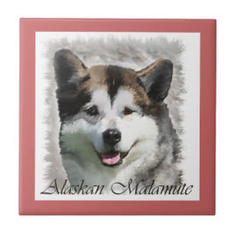 Azulejo De Cerâmica Alaskan Malamute Dog Art