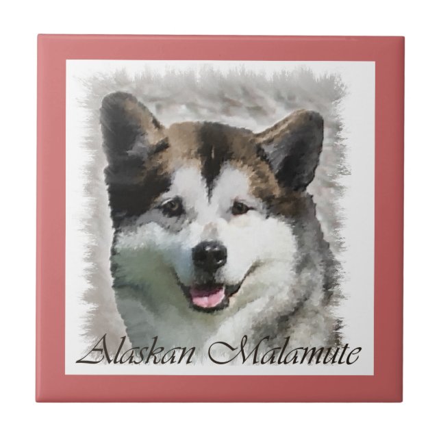 Azulejo De Cerâmica Alaskan Malamute Dog Art (Frente)