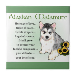 Azulejo De Cerâmica Alaskan Malamute Dog Art