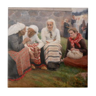 Azulejo De Cerâmica Albert Edelsense - Mulheres Fora da Igreja