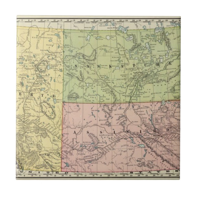 Azulejo De Cerâmica Alberta, Saskatchewan (Frente)