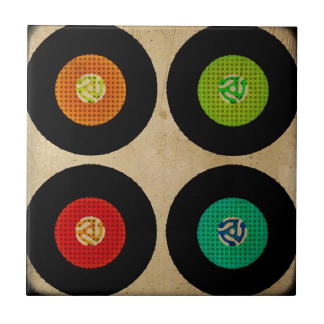 Azulejo De Cerâmica Álbum gravado retro de vinil 45 (Frente)