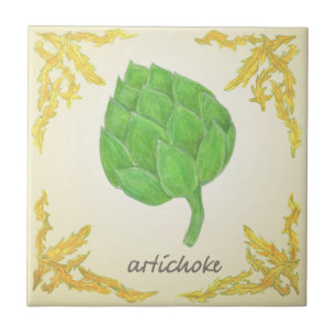 Azulejo De Cerâmica alcachofra com design clássico de folhas