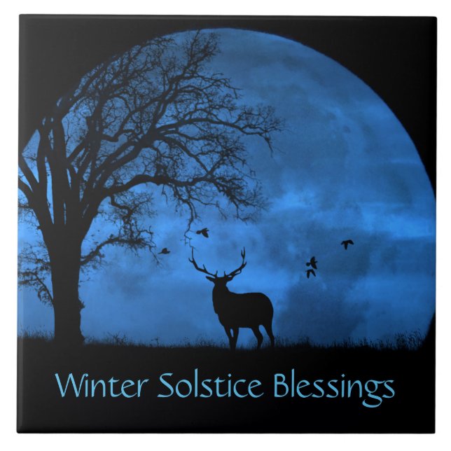 Azulejo De Cerâmica Alce e Lua Solstício de Inverno  (Frente)