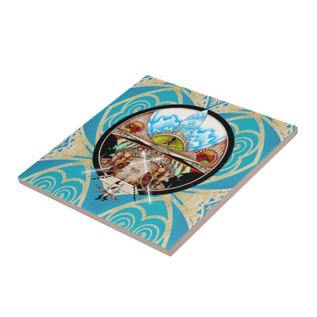 Azulejo De Cerâmica Aldeia de Tiki (Lateral)