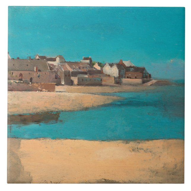 Azulejo De Cerâmica Aldeia do Mar na Bretanha por Odilon Redon (Frente)