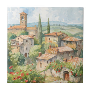 Azulejo De Cerâmica Aldeia Italiana Antiga