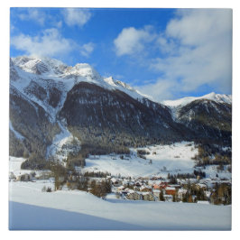 Azulejo De Cerâmica aldeia suiça no vale da montanha