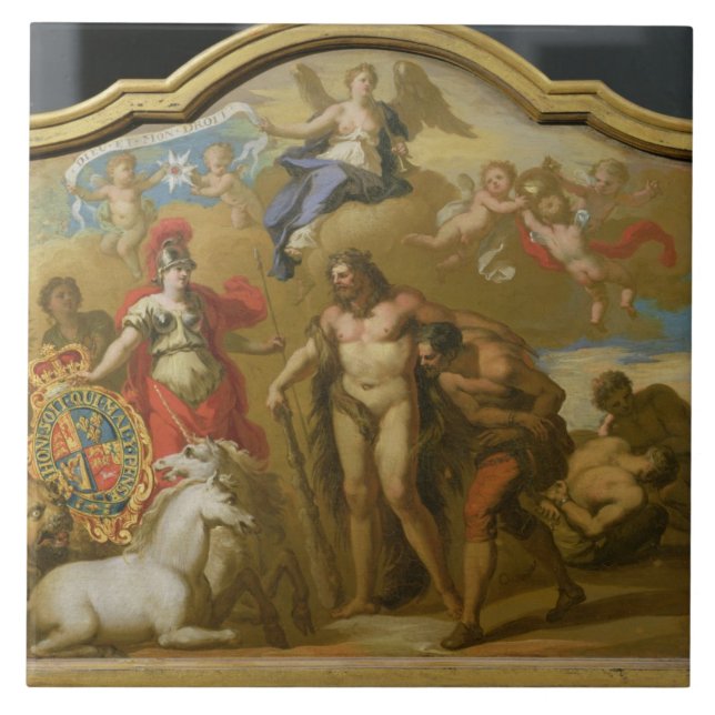 Azulejo De Cerâmica Alegoria do poder de Grâ Bretanha pela terra, de (Frente)