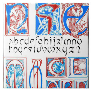 Azulejo De Cerâmica Alfabetos do Estilo Art Nouveau, Mucha