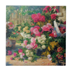 Azulejo De Cerâmica Alfred Petit Flower Baskets e Potes de Flor em...