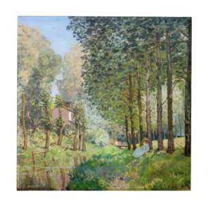 Azulejo De Cerâmica Alfred Sisley - Descanse ao longo da Corrente