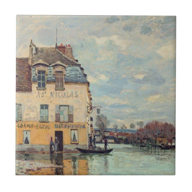 Azulejo De Cerâmica Alfred Sisley - Inundações em Port-Marly 1872 (Frente)