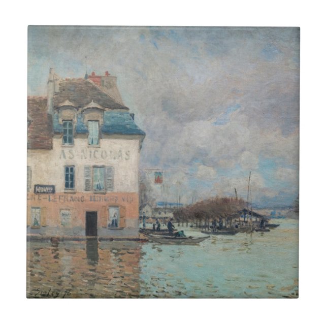 Azulejo De Cerâmica Alfred Sisley - Inundações em Port-Marly 1876 (Frente)