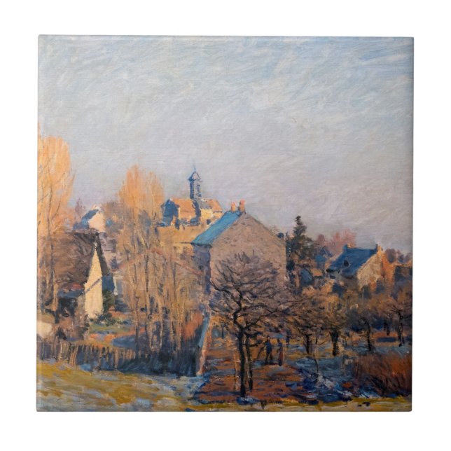 Azulejo De Cerâmica Alfred Sisley - Manhã Congelada em Louveciennes (Frente)