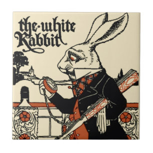 Azulejo De Cerâmica Alice Art Wonderland White Rabbit Classic