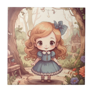 Azulejo De Cerâmica Alice Aventuras Divertidas Arte Florestal Mundo da