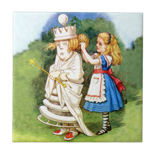 Azulejo De Cerâmica Alice e a Rainha Branca