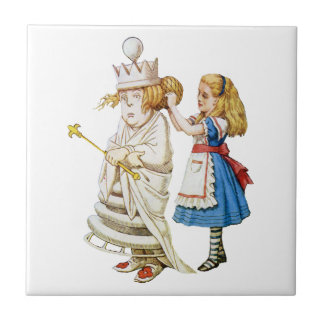 Azulejo De Cerâmica Alice e a Rainha Branca na Terra das Maravilhas