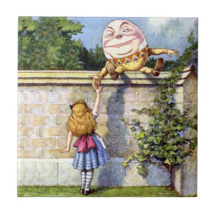 Azulejo De Cerâmica Alice e Humpty Dumpty na Terra das Maravilhas