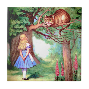 Azulejo De Cerâmica Alice e o gato de Cheshire no país das maravilhas