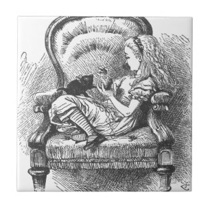Azulejo De Cerâmica Alice e seu gatinho