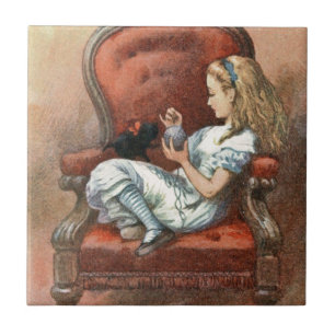 Azulejo De Cerâmica Alice e seu gatinho