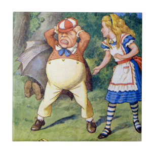 Azulejo De Cerâmica Alice e um Tweedledum irritado no país das