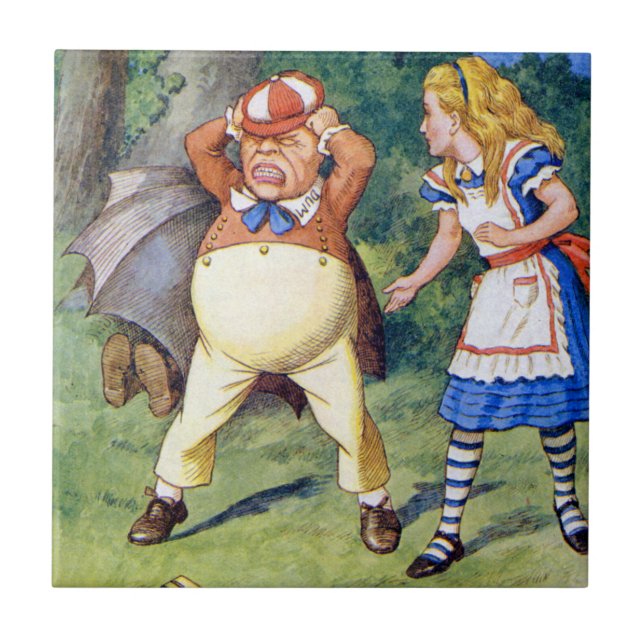 Azulejo De Cerâmica Alice e um Tweedledum irritado no país das (Frente)