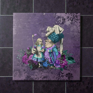 Azulejo De Cerâmica Alice Escura Rústica Roxo Fundo