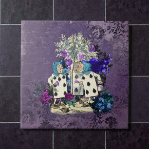 Azulejo De Cerâmica Alice Escura Rústica Roxo Fundo