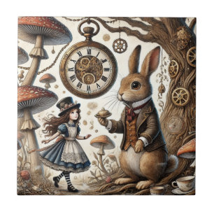 Azulejo De Cerâmica alice no país das maravilhas coelho branco