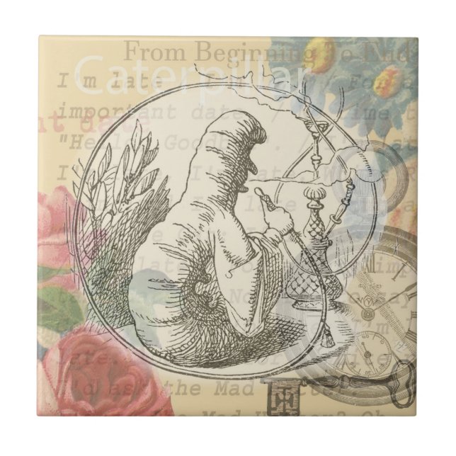 Azulejo De Cerâmica Alice no País das Maravilhas da Lagarta: Tenniel O (Frente)