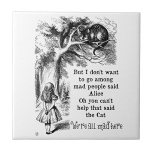 Azulejo De Cerâmica Alice no país das maravilhas; Gato de Cheshire co