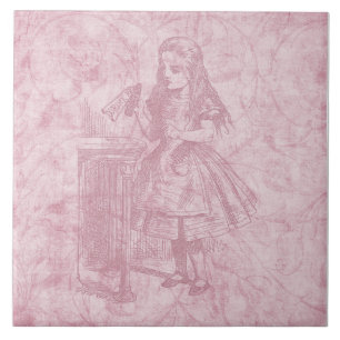 Azulejo De Cerâmica Alice no País das Maravilhas Rosa Floral Alice com