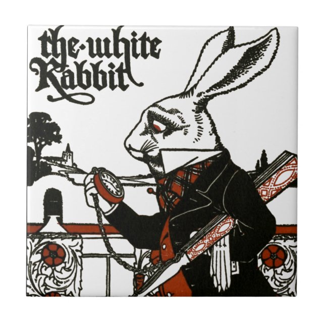 Azulejo De Cerâmica Alice no país das maravilhas; Um jogo. O coelho (Frente)