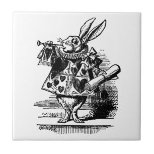 Azulejo De Cerâmica Alice no País das Maravilhas Vintage Coelho Branco