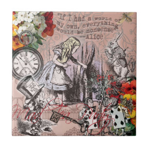 Azulejo De Cerâmica alice nonsense país das maravilhas cortina