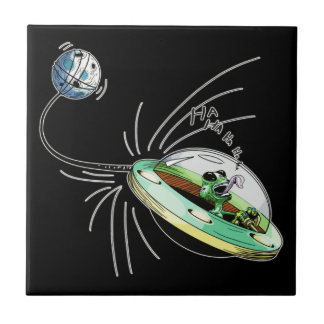 Azulejo De Cerâmica Alienígena espacial Roubando a Lua