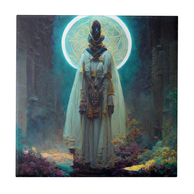 Azulejo De Cerâmica Alienígena Fae 2 Fantasy Sci-Fi (Frente)