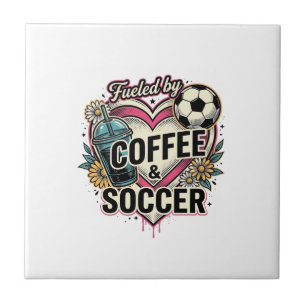 Azulejo De Cerâmica Alimentado Por Café E Futebol Design De Camisa Vin