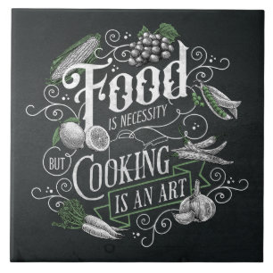 Azulejo De Cerâmica Alimento É Necessidade Cozinhar É Arte Cozinha Vin