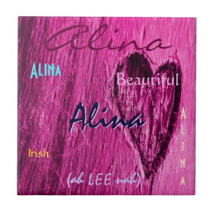 Azulejo De Cerâmica Alina Name Irish Significa com Bright Pink Heart