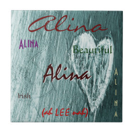 Azulejo De Cerâmica Alina Name Irish Significa com Cinza Heart