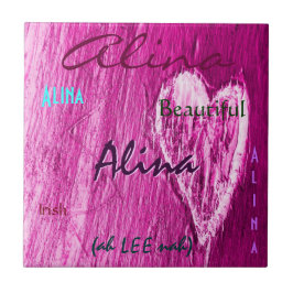Azulejo De Cerâmica Alina Name Irish Significa com Rosa claro Heart