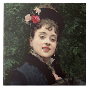 Azulejo De Cerâmica Aline Masson, o modelo do artista (óleo no painel