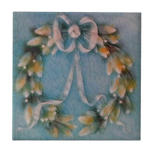 Azulejo De Cerâmica Alivio American Encáustico Blue Wreath Faux