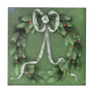 Azulejo De Cerâmica Alivio Americano Encáustico Verde Wreath Faux Rep